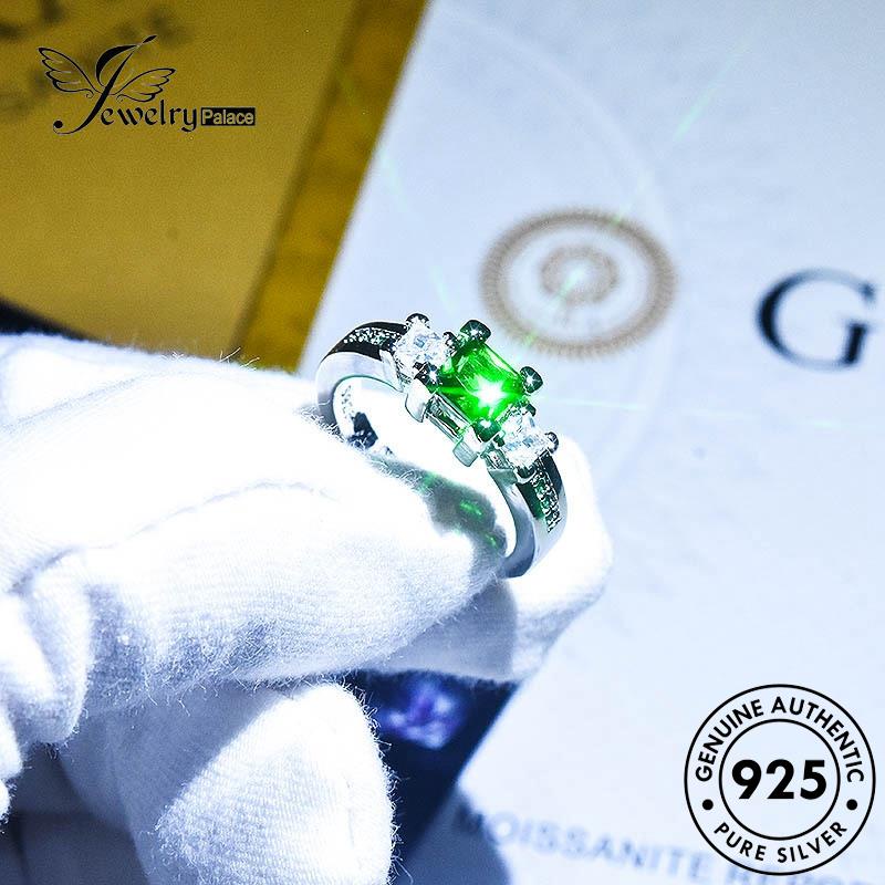 JEWELRYPALACE 925 Cincin Murni Aksesori Simple Original Perhiasan korea Nikah Silver Kawin Sterling Wanita Emerald Silver Asli Square Perak R2080