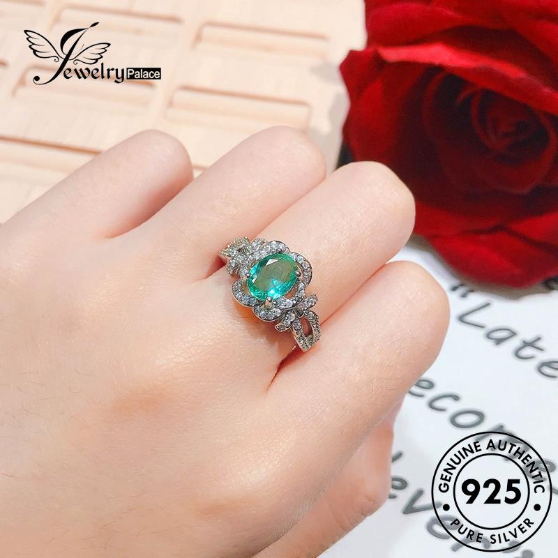 JEWELRYPALACE korea Perak Kawin Vintage Wanita Asli Silver Silver 925 Perhiasan Aksesori Cincin Original Roses Murni Sterling Nikah Emerald R2154