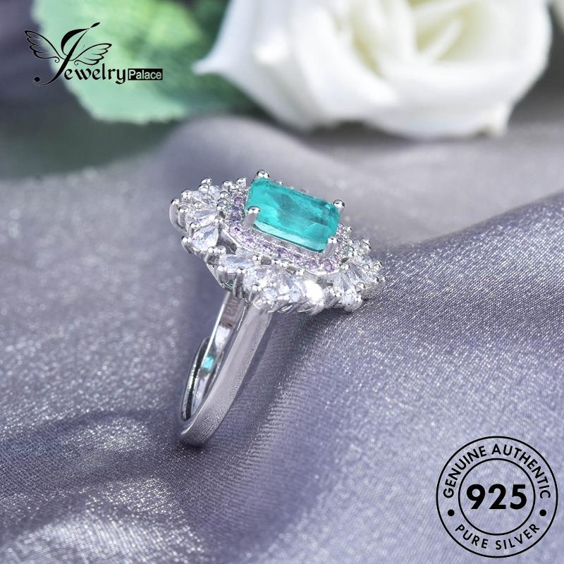 JEWELRYPALACE 925 korea Princess Wanita Aksesori Asli Perhiasan Murni Perak Retro Silver Original Silver Sterling Kawin Aquamarine Nikah Cincin Style R2165