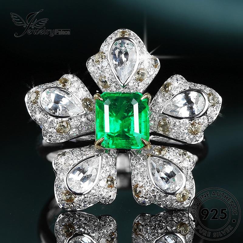 JEWELRYPALACE Wanita Silver Nikah Kawin Asli Cincin 925 Perhiasan Original Aksesori Sapphire Murni Silver Flowers Perak Retro korea Sterling R2179