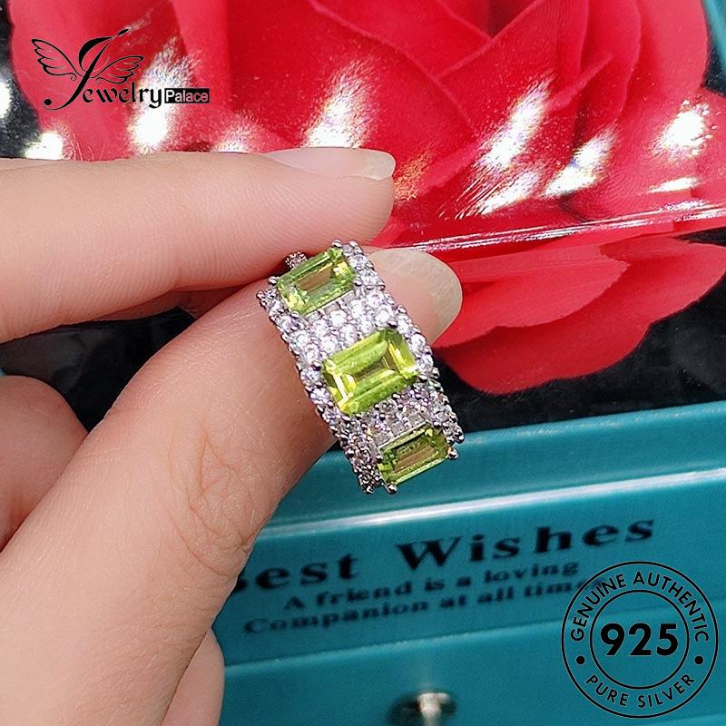 JEWELRYPALACE 925 Emerald Silver Luxury Perhiasan Sterling Original Silver korea Geometry Kawin Murni Wanita Perak Aksesori Nikah Cincin Asli R2268