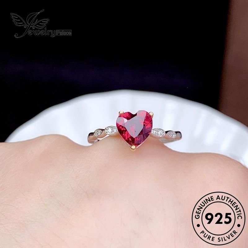 JEWELRYPALACE korea Perhiasan Kawin Silver Ruby Sterling Cincin Aksesori Murni 925 Asli Temperament Wanita Original Nikah Silver Love Perak R2271