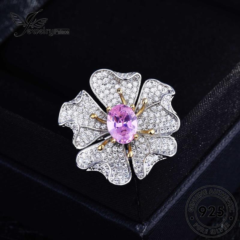 JEWELRYPALACE Murni Perhiasan Pink Silver Silver Aksesori Flowers korea Luxury Cincin Kawin Sterling Wanita Diamond Asli Original 925 Crystal Perak Nikah R2295
