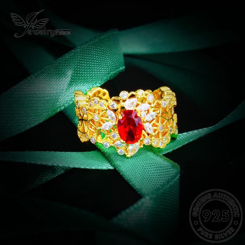 JEWELRYPALACE Perak 925 Cincin Sterling Silver Original Murni Perhiasan Asli Court korea Aksesori Ruby Retro Kawin Nikah Silver Wanita R2339