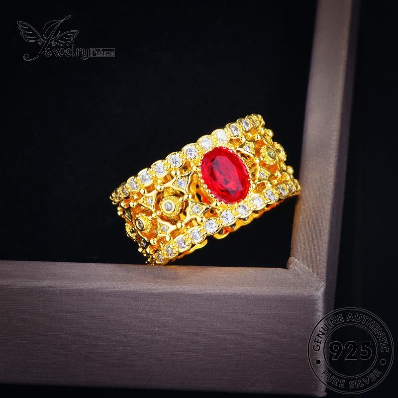JEWELRYPALACE Murni Asli Ruby Original Perak Perhiasan Retro Nikah Court Kawin Silver Silver Cincin Wanita korea Sterling 925 Aksesori R2369