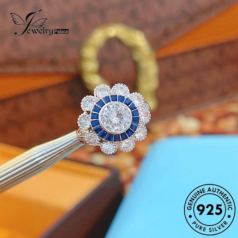 JEWELRYPALACE Temperament Cincin Perak Wanita Snowflake korea Silver Asli Aksesori Murni 925 Kawin Sterling Sapphire Nikah Original Silver Perhiasan R2484