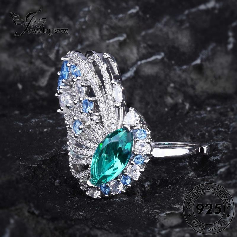 JEWELRYPALACE Perhiasan Perak Creative Cincin Nikah Aksesori korea Wanita Original Asli Sterling Aquamarine Silver Wings 925 Murni Kawin Silver R2548