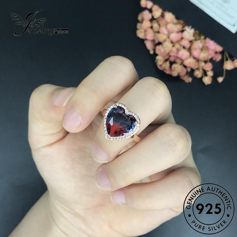 Jewelrypalace Love Asli Simple Wanita Set Berlian Kristal Kalung Pink Perak925 S12