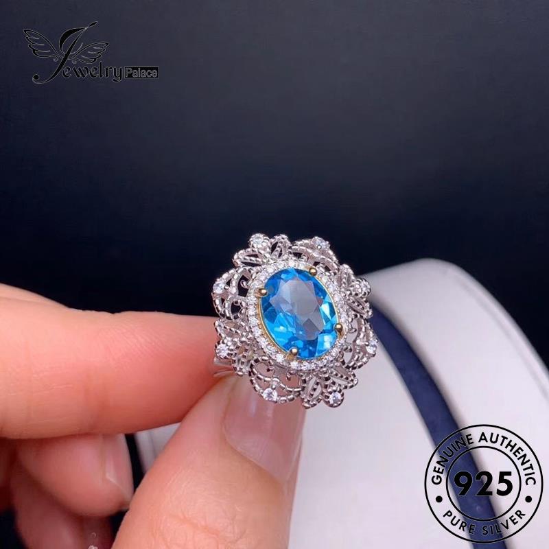 Jewelrypalace Kalung Aquamarine Set Mewah Emas Asli Wanita Perak925 S41