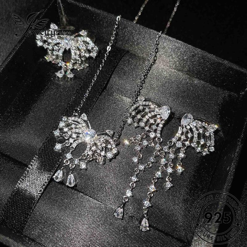 Jewelrypalace Creative Butterfly925 Original Set Moissanite Perak Wanita Kalung Berlian S158