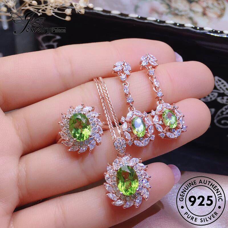 Jewelrypalace Asli Kreatif Motif Zamrud925 Wanita Perak Set Kalung S182