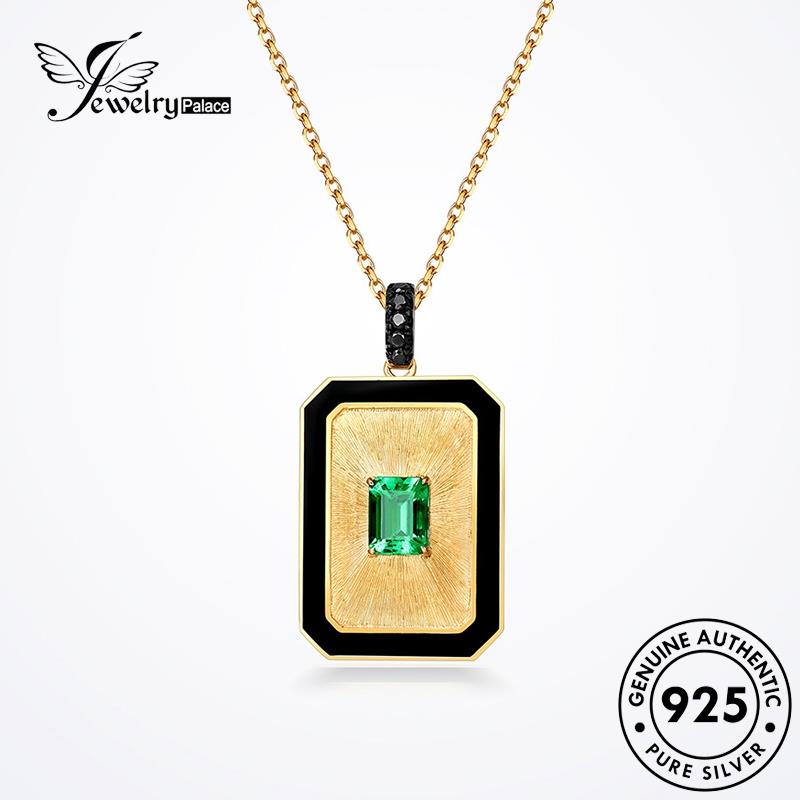 Jewelrypalace Asli Wanita Emerald Set Mewah925 Kalung Perak S192