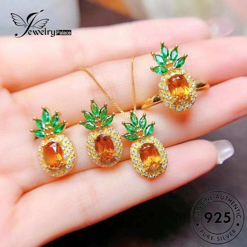 Jewelrypalace Kreatif Asli Nanas Set925 Perak Kalung Citrine Wanita S215