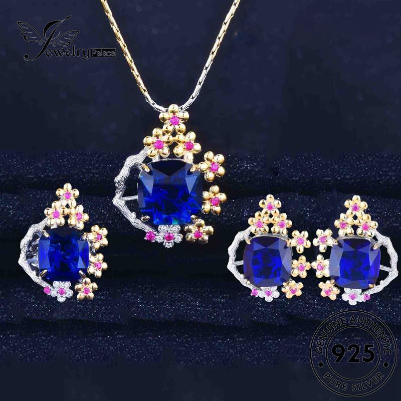 Jewelrypalace Set Bunga Ruby925Asli Fashion Kalung Wanita Perak S261