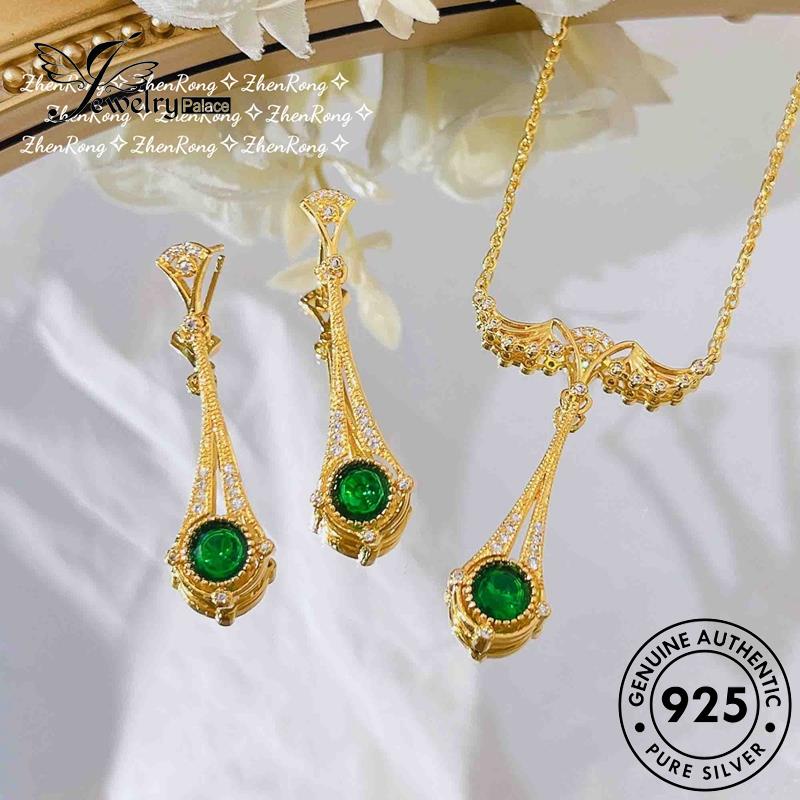 Jewelrypalace925 Kalung Fashion Emerald Wanita Sayap Set Asli Angel Silver S264