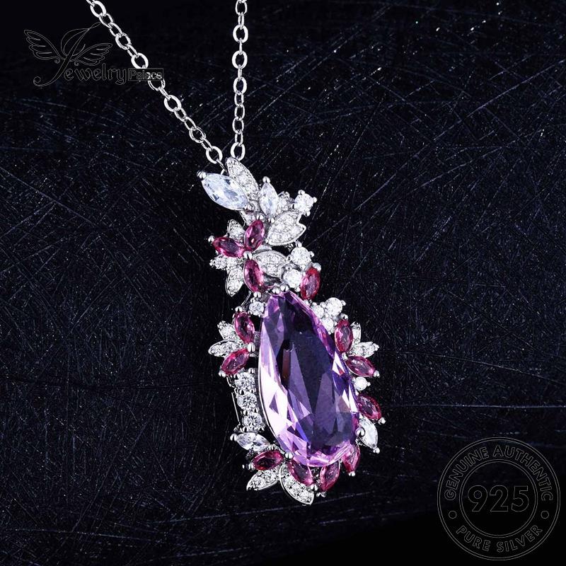 Set Perhiasanpalace Kalung Asli Amethyst925 Perak Butterfly Wanita Lucu S317