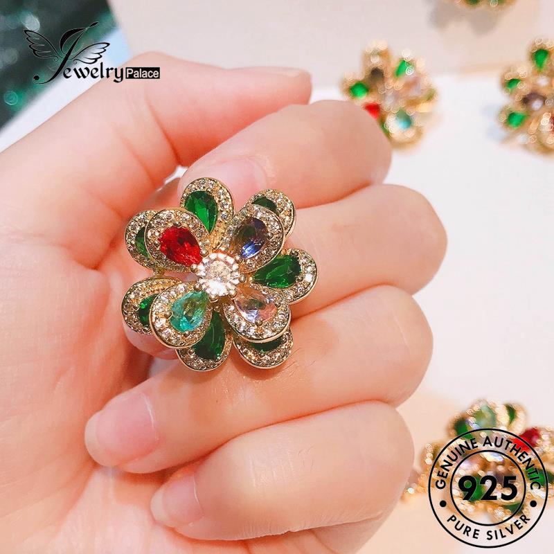 Jewelrypalace Kalung Kepribadian Asli Set Emas925 Emerald Perak Camelia Wanita S326