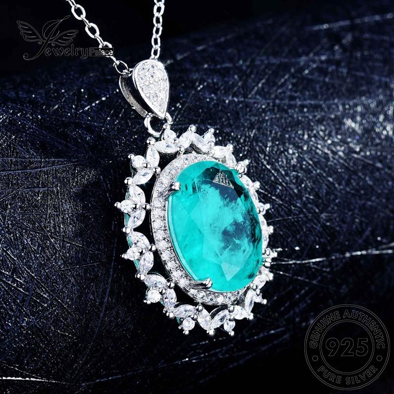 Jewelrypalace Aquamarine Asli Wanita925 Kalung Grace Set Perak S352