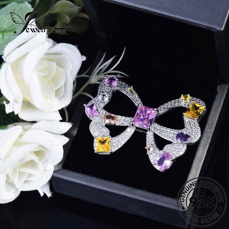 Jewelrypalace Kalung Wanita Lucu Kristal Berlian925 Set Perak Butterfly Pink Asli S356