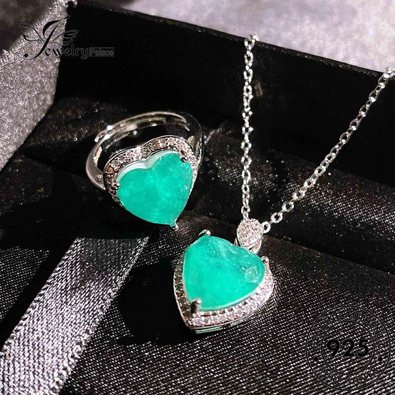 Jewelrypalace Set Perak Aquamarine Creativity925 Kalung Asli Wanita S369