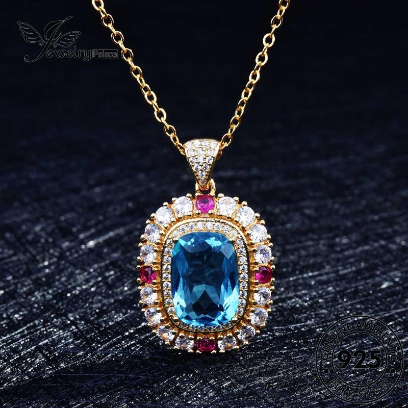 Jewelrypalace Perak925 Set Kalung Aquamarine Mewah Asli Wanita S419