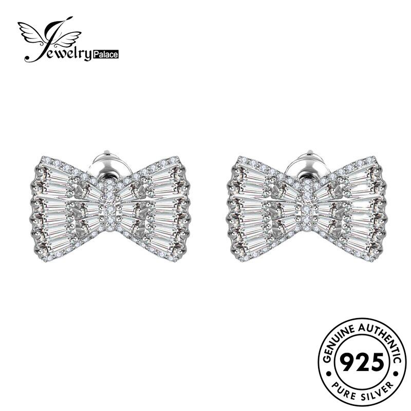 Jewelrypalace Set Perak Elegan Moissanite925 Wanita Busur Berlian Kalung Asli S421