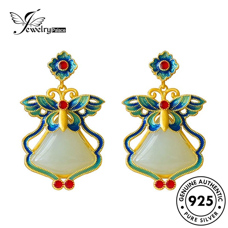 Perhiasantempat Set Perak Wanita925Asli Kupu Giok Kalung Retro S382