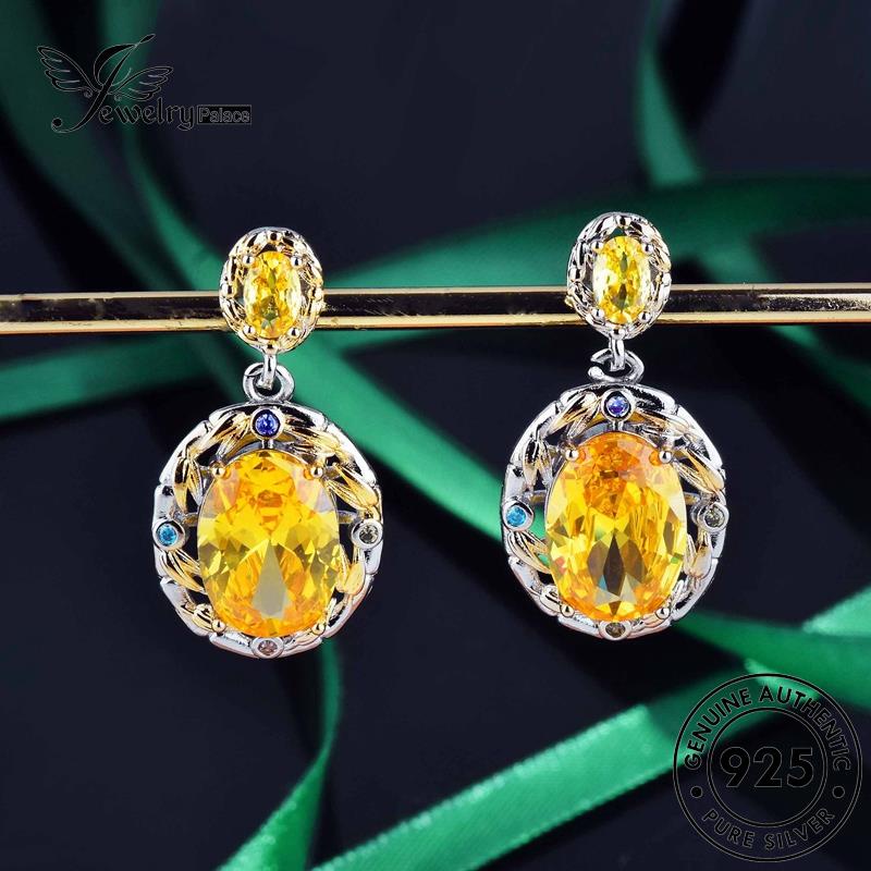 Perhiasantempat Wanita Kalung Emas Mewah Perak Citrine Set925 Asli S497