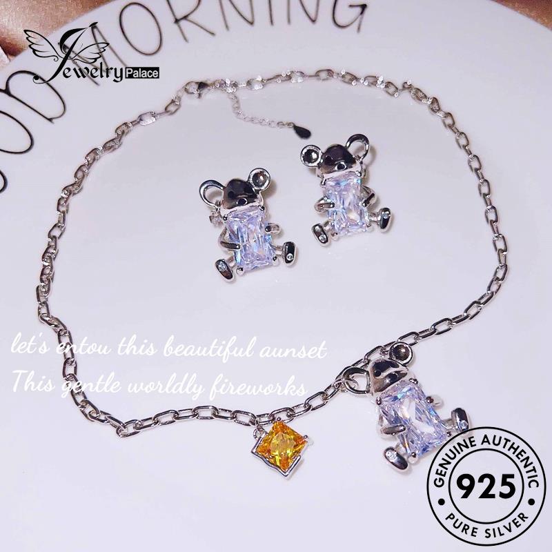 Jewelrypalace Wanita Moissanite Berlian Kecil Beruang Kalung Perak925Set Asli S498