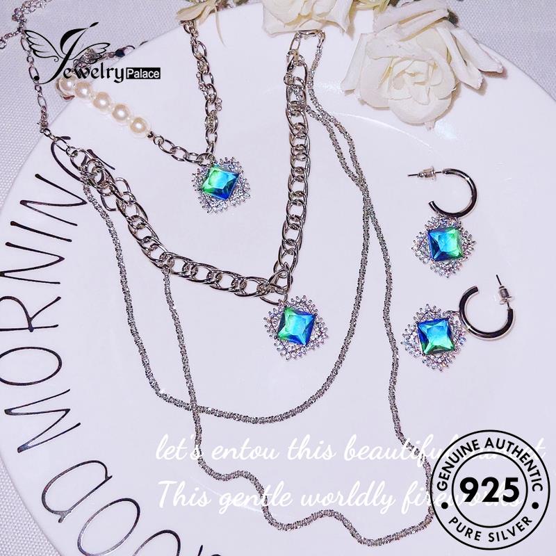 Jewelrypalace Mewah Wanita Moonstone Kalung925 Set Ringan Perak Asli S499