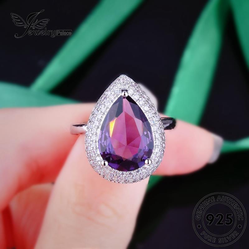 Tempat Perhiasan Wanita Amethyst Set925 Bentuk Kalung Perak Asli Pear S479