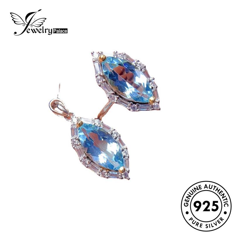 Jewelrypalace925 Set Kalung Wanita Aquamarine Asli Silver S535