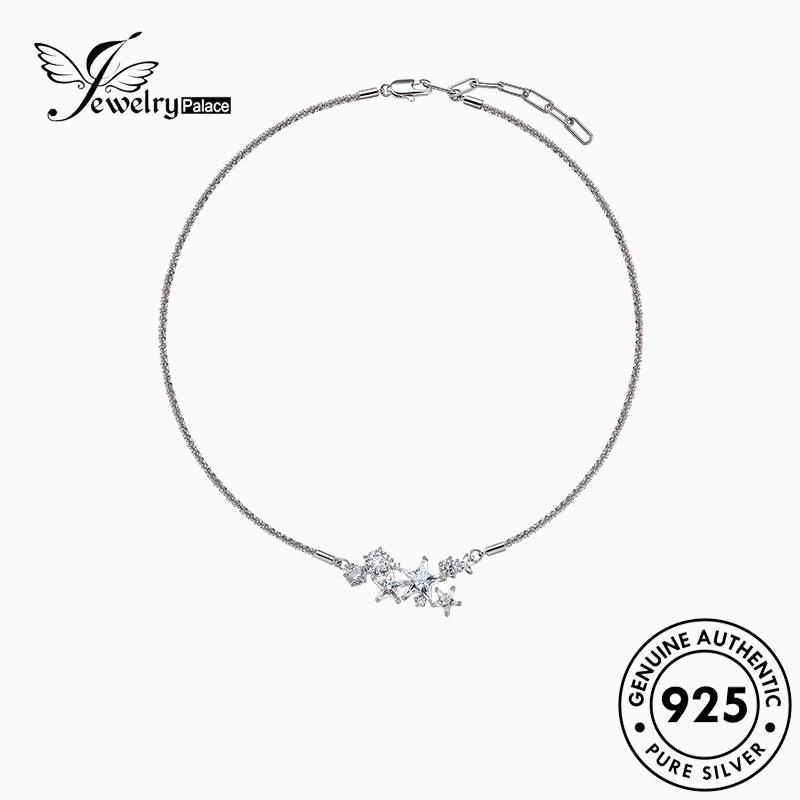 Jewelrypalace Perak Wanita925 Berlian Pentagram Set Kalung Asli Moissanite S520