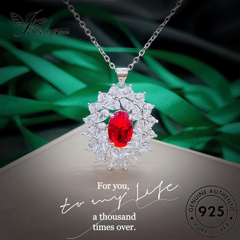 Tempat Perhiasan Wanita Bulat925 Kalung Perak Set Asli Emerald S553