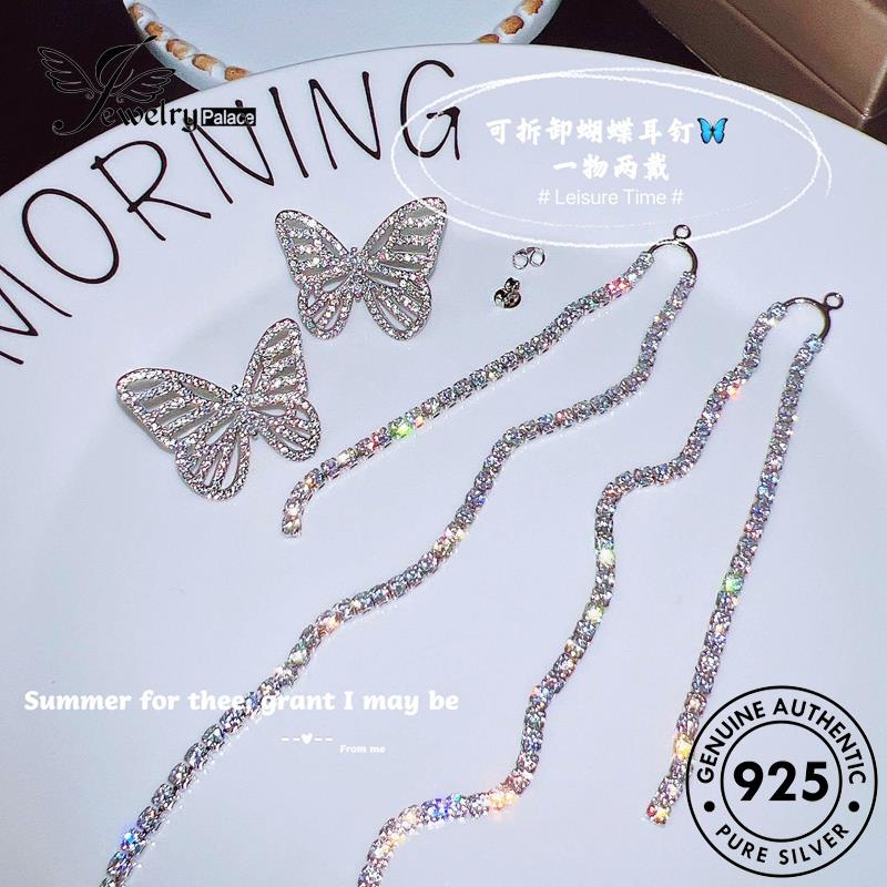 Jewelrypalace Berlian925 Perak Set Asli Kupu-Kupu Wanita Kalung Moissanite S556