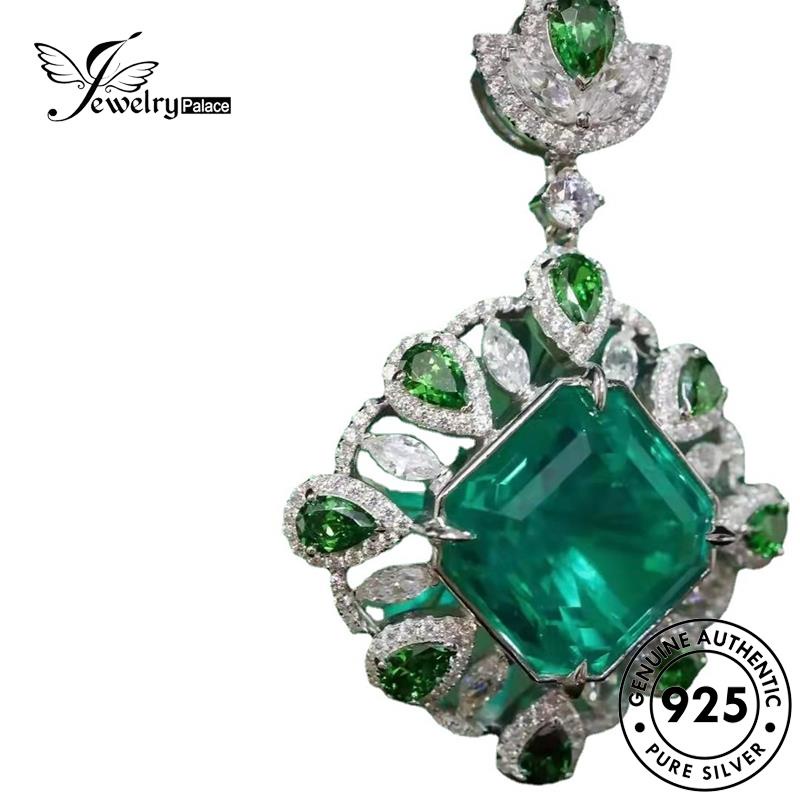 Perhiasanpalace Mewah925 Emerald Original Kalung Perak Set Wanita S562