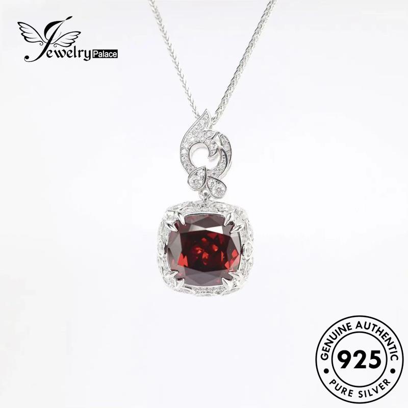 Jewelrypalace Kalung Bulat Perak Asli925 Set Ruby Wanita S564