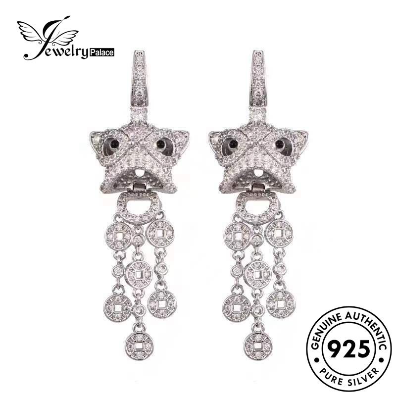 Jewelrypalace Berlian925 Perak Wanita Set Emas Asli Rumbai Kalung Singa Moissanite S570