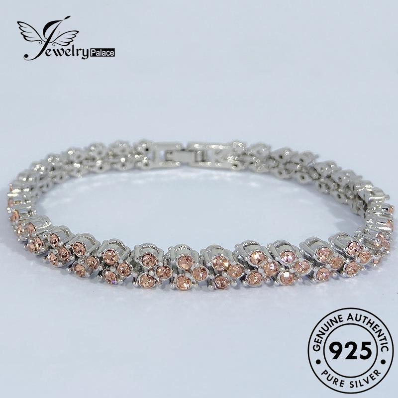 Jewelrypalace Wanita Moissanite Gelang Mewah925 Berlian Diamond Perak Emas Asli B372