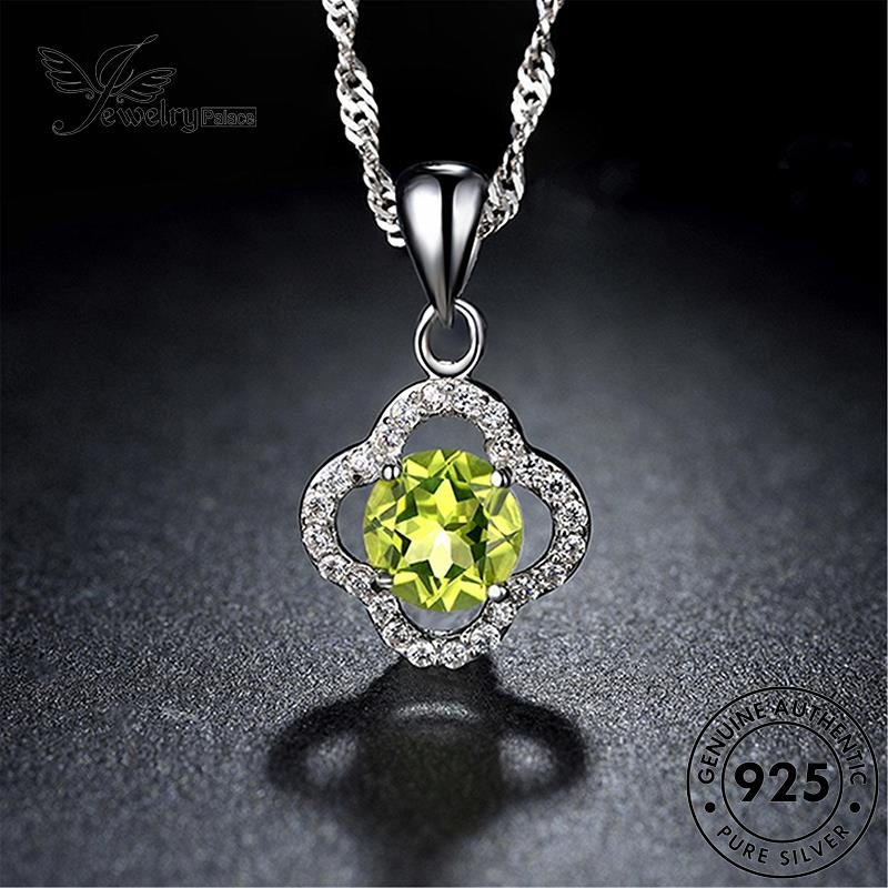 Jewelrypalace Fashionable925 Wanita Perak Clover Original Kalung Zamrud N157