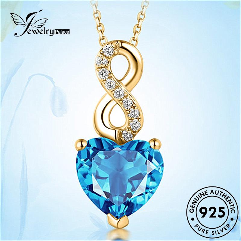 Jewelrypalace925 Kalung Wanita Asli Fashion Safir Perak N584