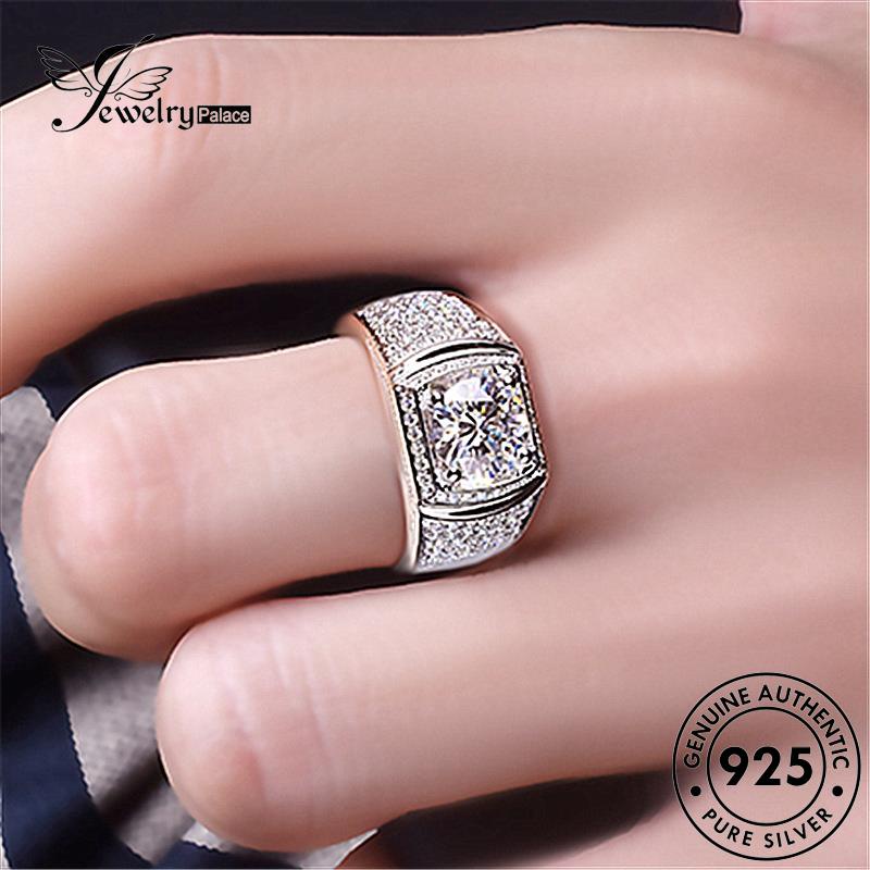 Jewelrypalace Original Cincin Moissanite Pria Perak925 Temperamen Berlian R37