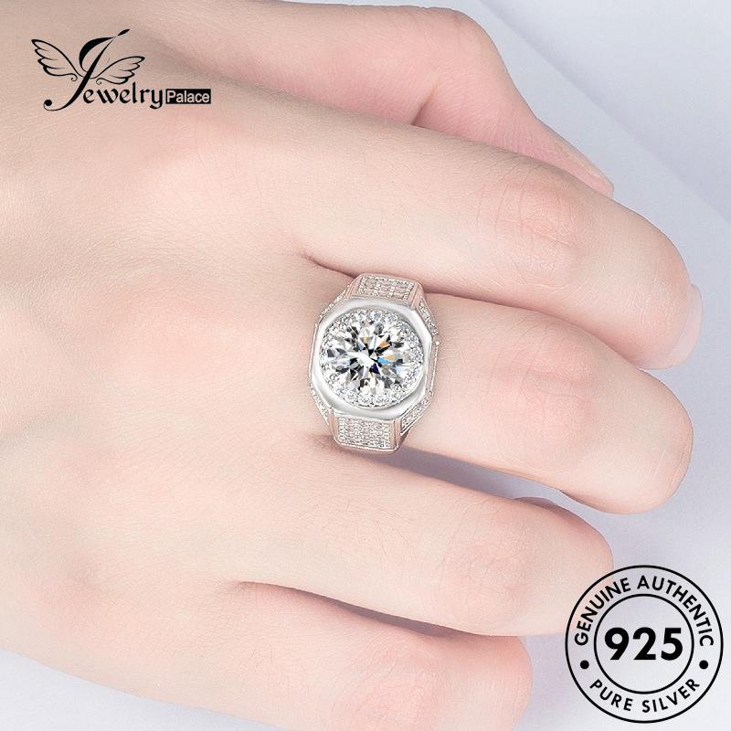 Jewelrypalace Pria Moissanite Perak Simple Perhiasan Asli Rings Berlian925 M080