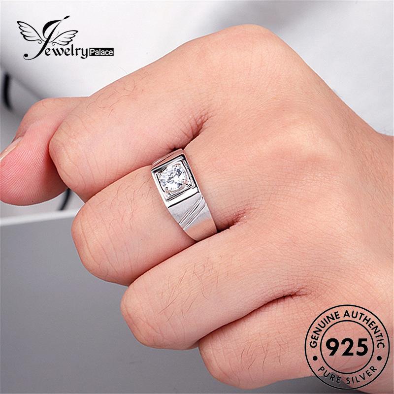 Jewelrypalace Pria Temperamen Berlian925 Asli Moissanite Cincin Perak R202