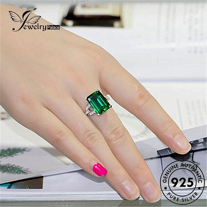 Jewelrypalace Cincin Retro Kotak925 Emerald Perak Asli Wanita R246