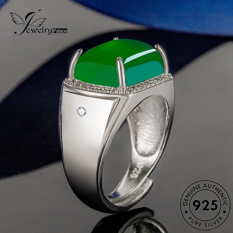 Jewelrypalace Cincin Perak Wanita Asli Square Jade Retro925 R172