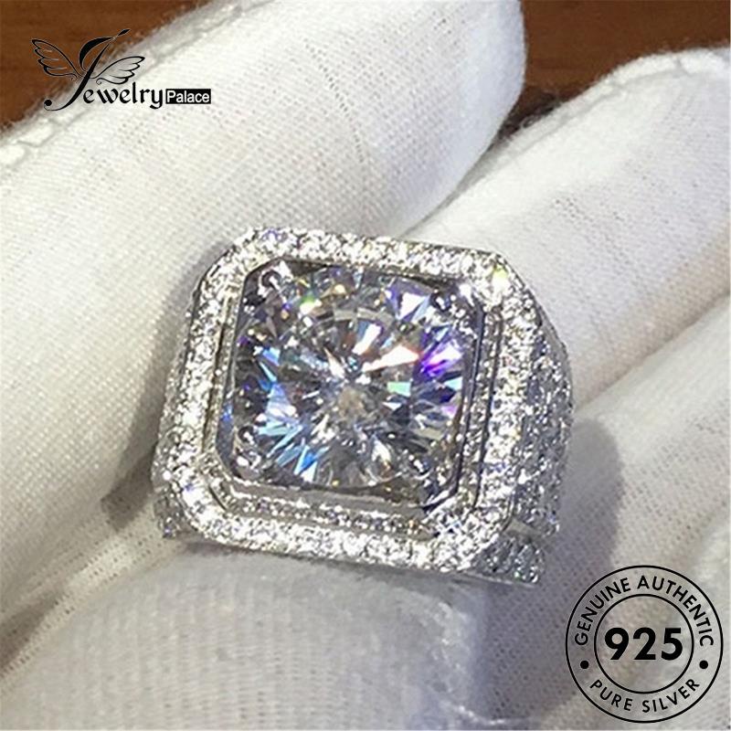 Perhiasantempat Cincin Asli925 Moissanite Pria Berlian Mendominasi Perak R390