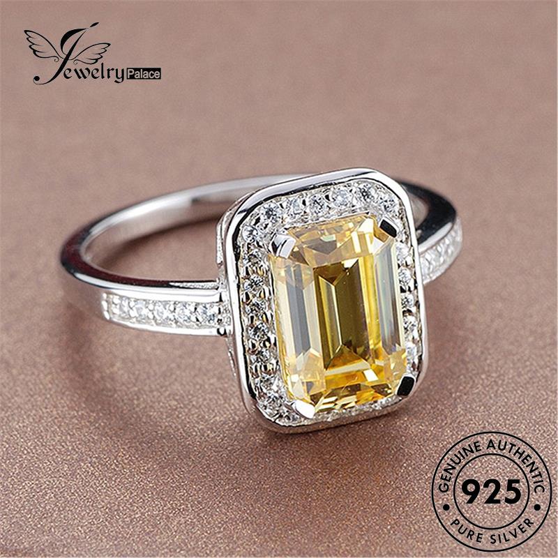 Jewelrypalace Personality925 Cincin Citrine Perak Asli Kotak Wanita R1566