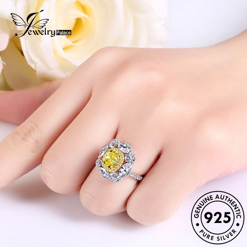 Jewelrypalace Citrine Temperamen Putri925 Cincin Perak Wanita Asli R511