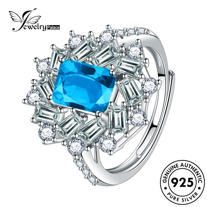 Jewelrypalace Square Perak Asli925 Cincin Wanita Mewah Zamrud R469